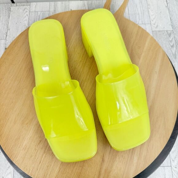 Steve Madden Harlin Chunky Jelly Neon Slide Sandals Citron Yellow 9 Y2K - Picture 5 of 11